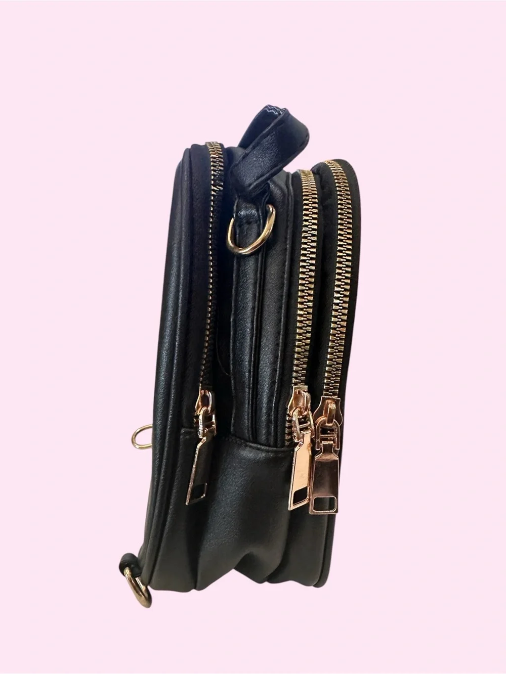 Black Anime Girl & Dog Convertible Mini Backpack Crossbody Bag